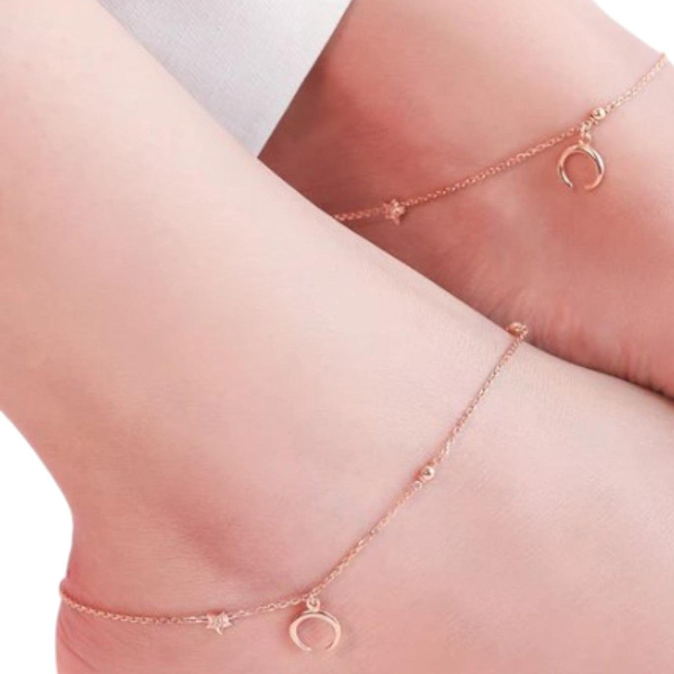 The Moon Silver Anklet in Rose Gold By Kesardeep Impex For Women